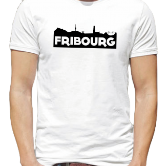 Fribourg - Skyline White T-SHIRT EN ACTION